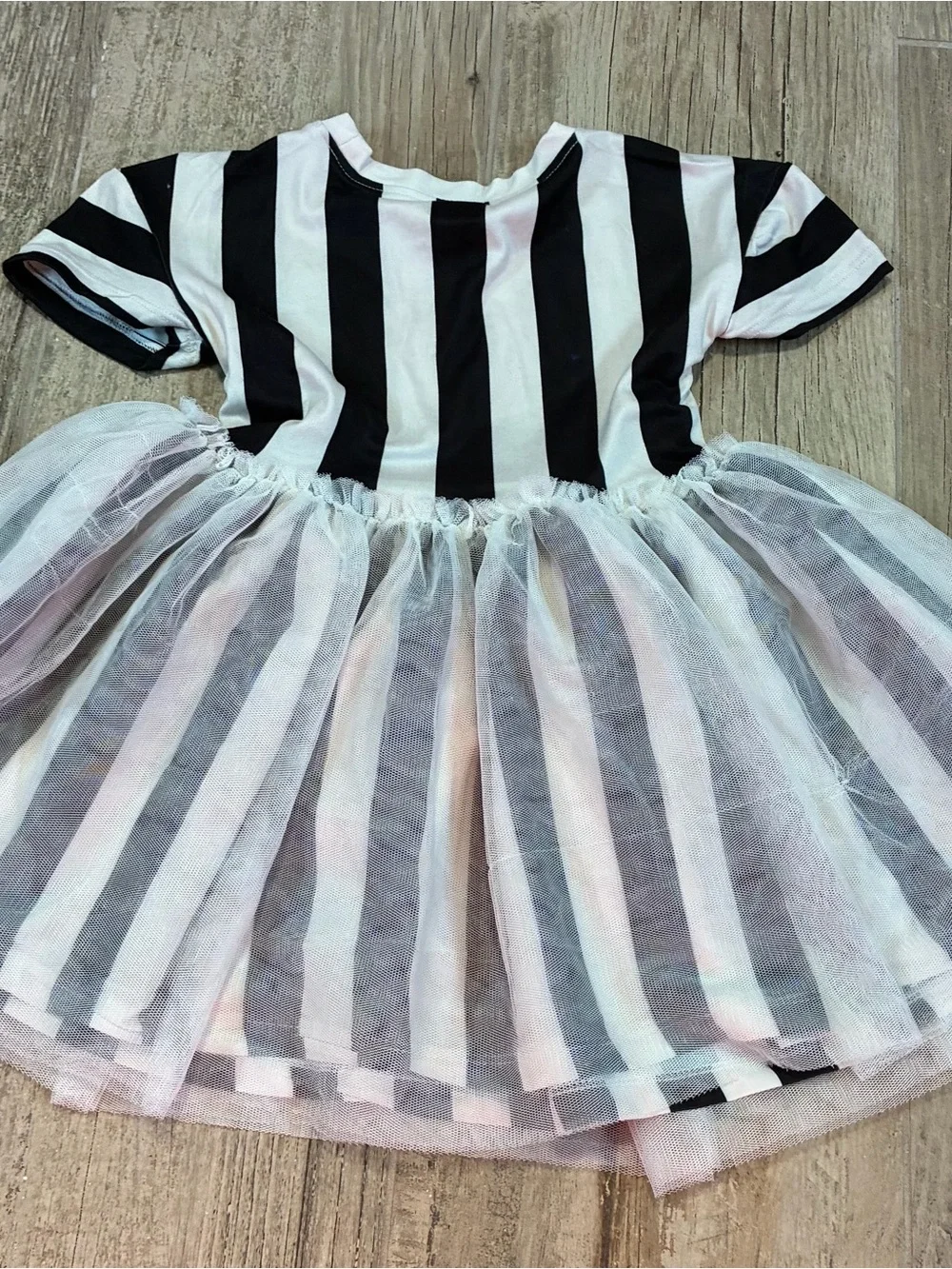 New Beetlejuice Girls 3T Black White Striped Tutu Halloween Costume Dress